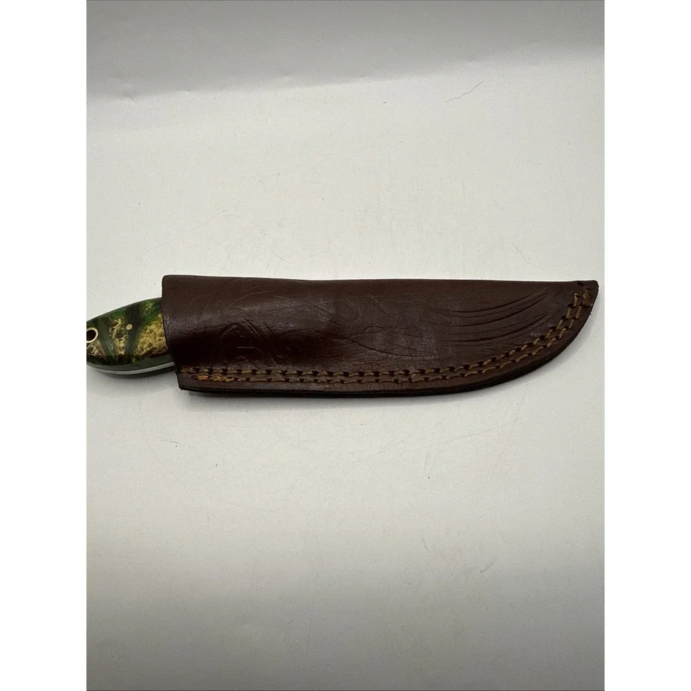 Custom Handmade Fixed Damascus Steel Hunting Camping Fishing Knife w/ Sheath